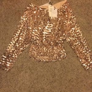 Gold sparkle long sleeve top